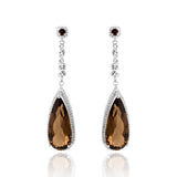 Mona Smoky Quartz Earrings in Sterling Silver - Heron and Swan