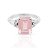 Giga Rose Quartz Ring in Sterling Silver - Heron and Swan