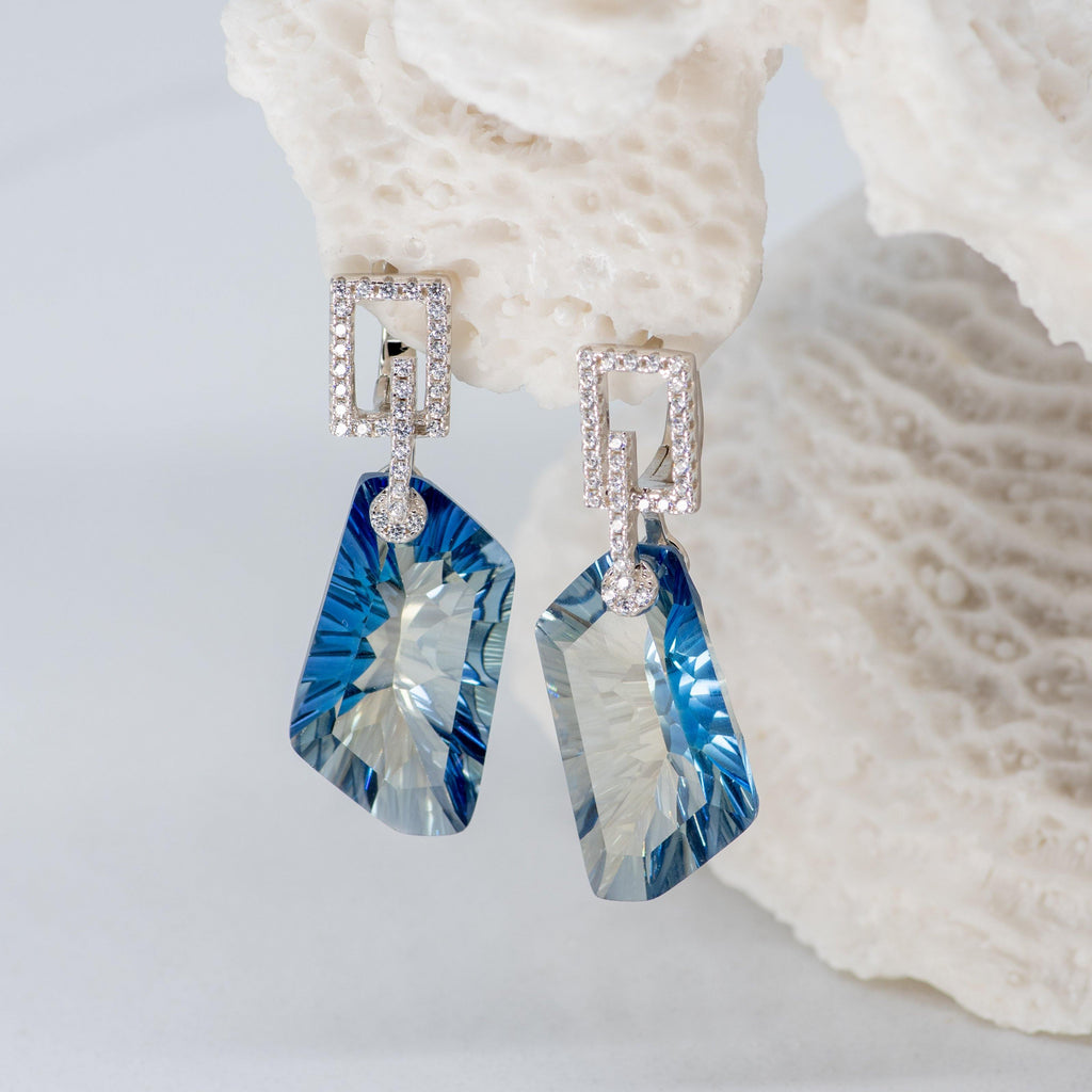 Silver "Everest" Blue Quartz Stone Earrings - Heron & Swan