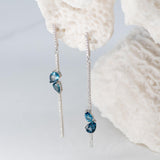 Silver "Retta" Drop  London Blue Topaz Earrings - Heron & Swan