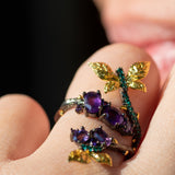 Silver “Monarch” Ring with Amethyst - Heron & Swan