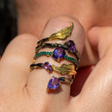 Silver "Daffodil"  Amethyst Ring - Heron & Swan