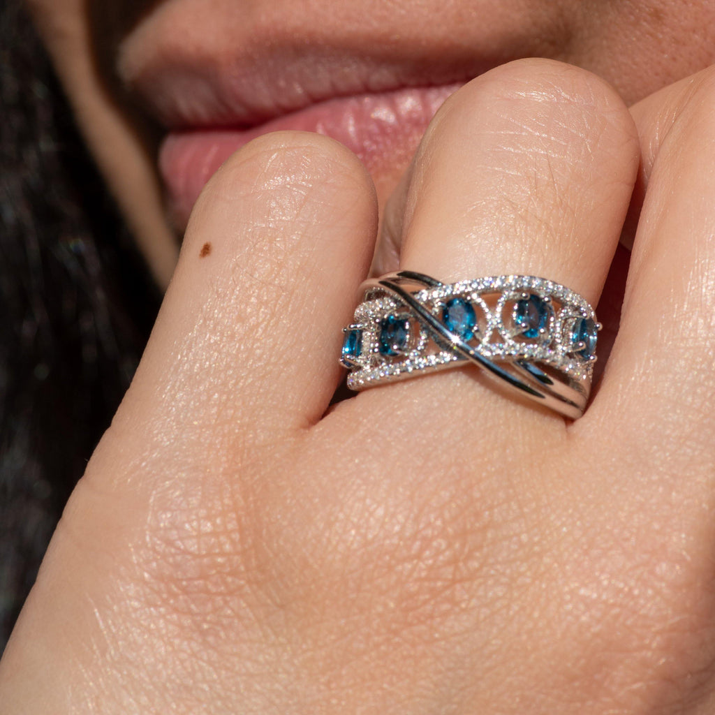 Silver "Parity" London Blue Topaz Ring - Heron & Swan