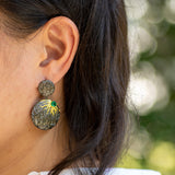 Silver "Rays" Green Agate Earrings - Heron & Swan