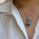 Silver "Everest" Blue Quartz Stone Pendant - Heron & Swan