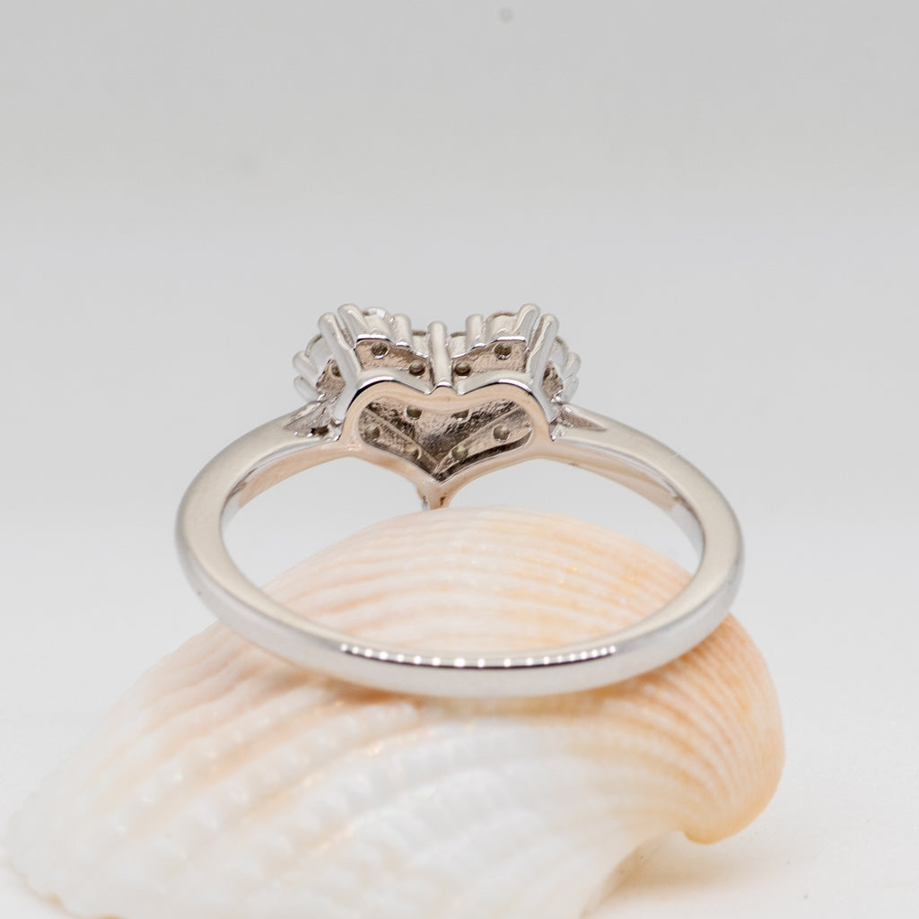 Love Moissanite Ring in Sterling Silver - Heron and Swan