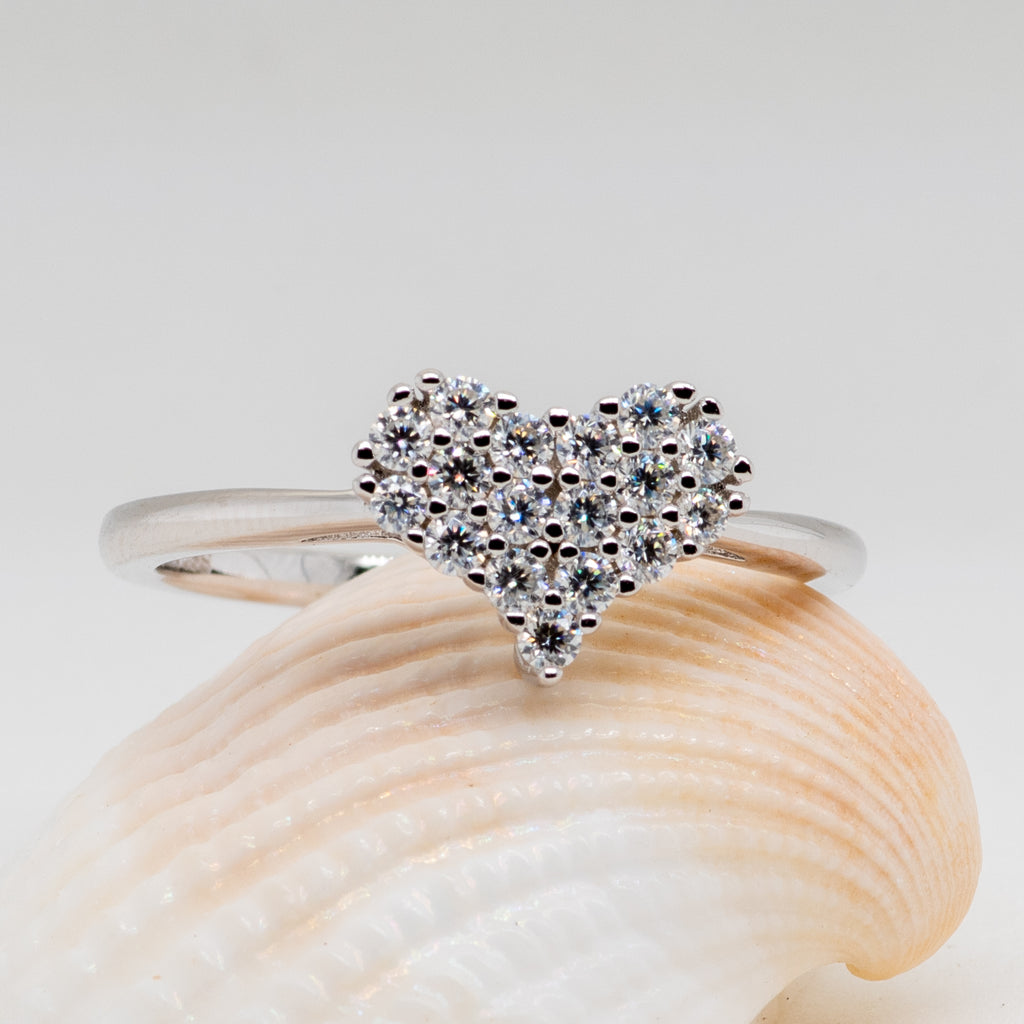 Love Moissanite Ring in Sterling Silver - Heron and Swan