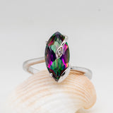 Rainbow Mystic Quartz Ring in Sterling Silver - Heron and Swan