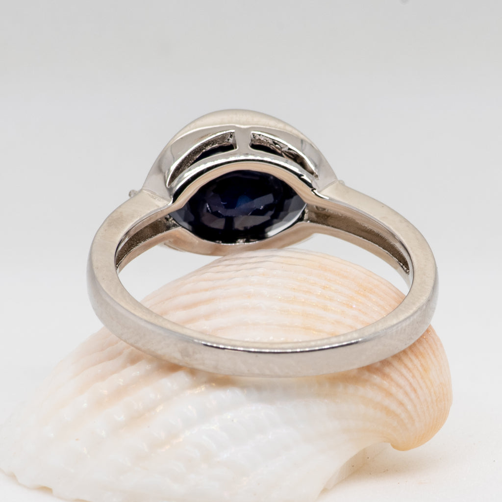 Okelani Blue Sapphire Ring in Sterling Silver - Heron and Swan