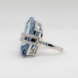 Everest Blue Quartz Ring in Sterling Silver - Heron and Swan