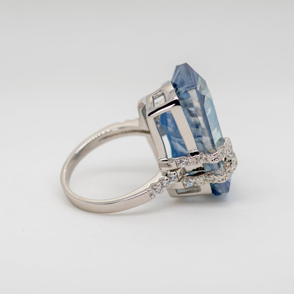 Everest Blue Quartz Ring in Sterling Silver - Heron and Swan