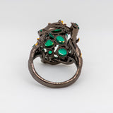 Eve Green Agate Ring in Sterling Silver - Heron and Swan