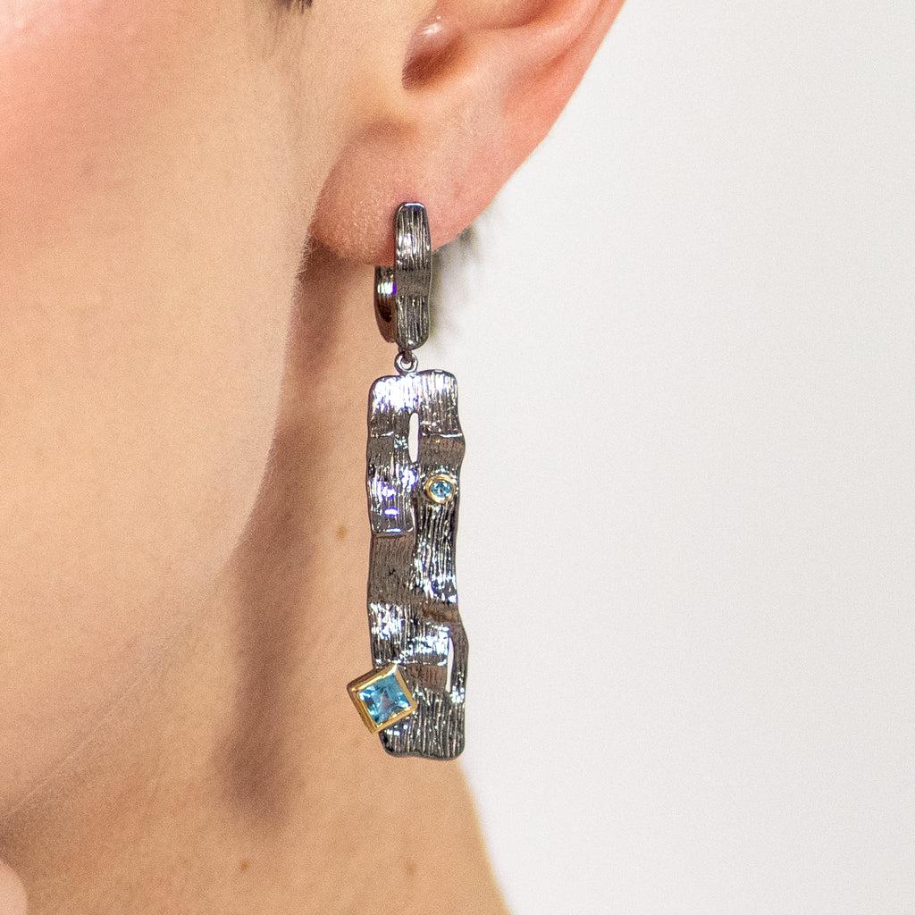 Livia Topaz Earrings in Sterling Silver - Heron and Swan