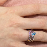 Lazuli Topaz Ring in Sterling Silver - Heron and Swan