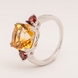 Melina Citrine Garnet Ring - Heron and Swan