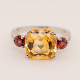 Melina Citrine Garnet Ring - Heron and Swan