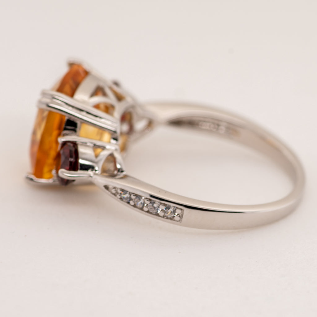 Melina Citrine Garnet Ring - Heron and Swan