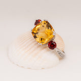 Melina Citrine Garnet Ring - Heron and Swan