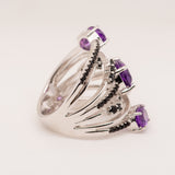 Porfirio Amethyst Ring in Sterling Silver - Heron and Swan