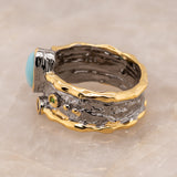 Celeste Larimar Ring in Sterling Silver - Heron and Swan