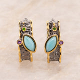 Celeste Larimar Earrings in Sterling Silver - Heron and Swan