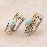 Celeste Larimar Earrings in Sterling Silver - Heron and Swan