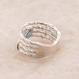 Lazuli Topaz Ring in Sterling Silver - Heron and Swan