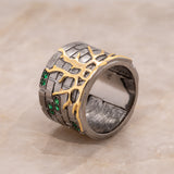 Orna Green Spinel Ring in Sterling Silver - Heron and Swan