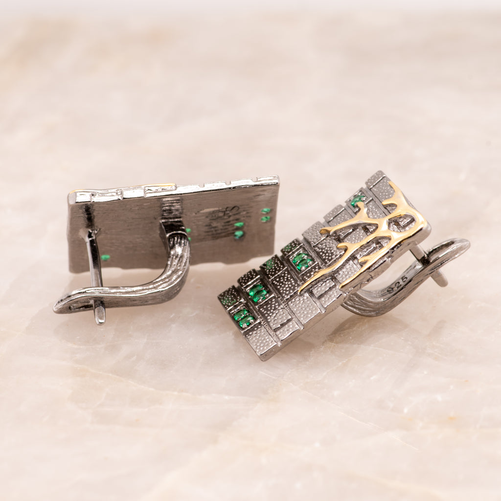 Orna Green Spinel Earrings in Sterling Silver - Heron and Swan