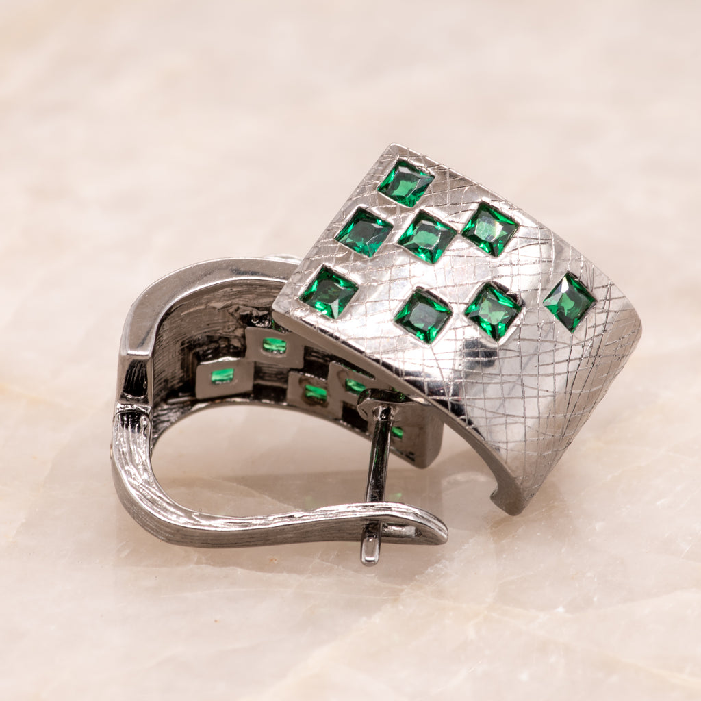 Ezmeralda Green Spinel Earrings in Sterling Silver - Heron and Swan