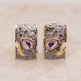 Bora Amethyst Earrings in Sterling Silver - Heron and Swan