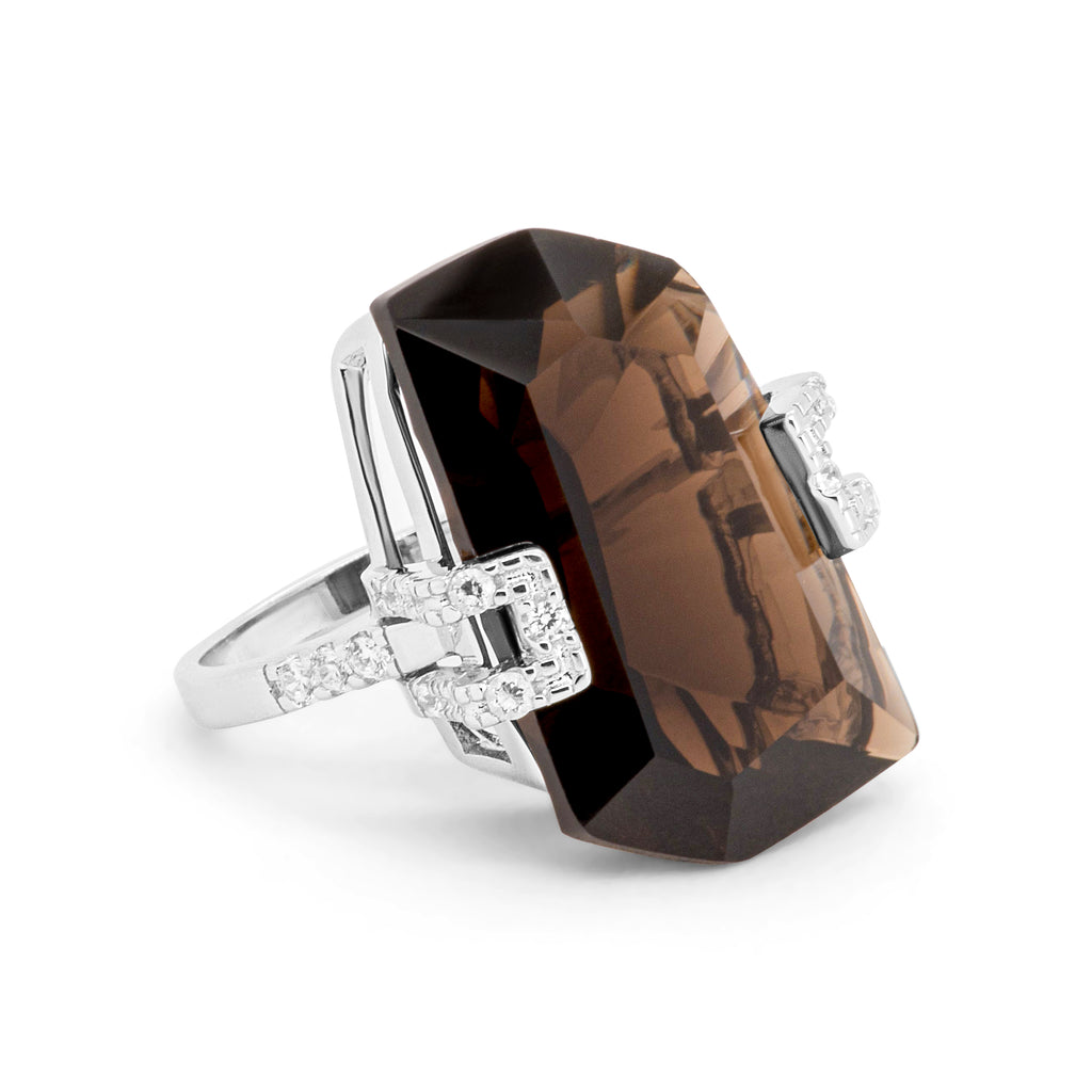 Everest Smokey Quartz Ring in Sterling Silver - Heron and Swan