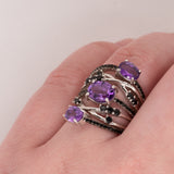 Porfirio Amethyst Ring in Sterling Silver - Heron and Swan