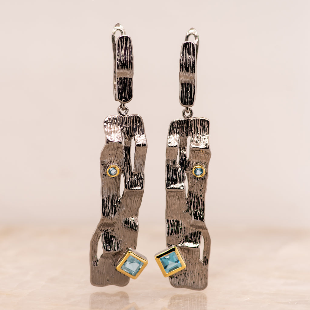 Livia Topaz Earrings in Sterling Silver - Heron and Swan