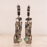 Livia Topaz Earrings in Sterling Silver - Heron and Swan