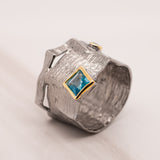 Livia Topaz Ring in Sterling Silver - Heron and Swan