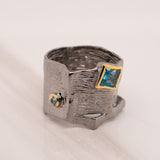 Livia Topaz Ring in Sterling Silver - Heron and Swan