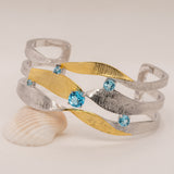 Swirl Blue Topaz Bracelet in Sterling Silver - Heron and Swan