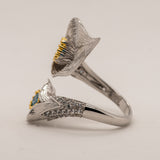 Lily Swiss Blue Topaz Ring in Sterling Silver - Heron and Swan