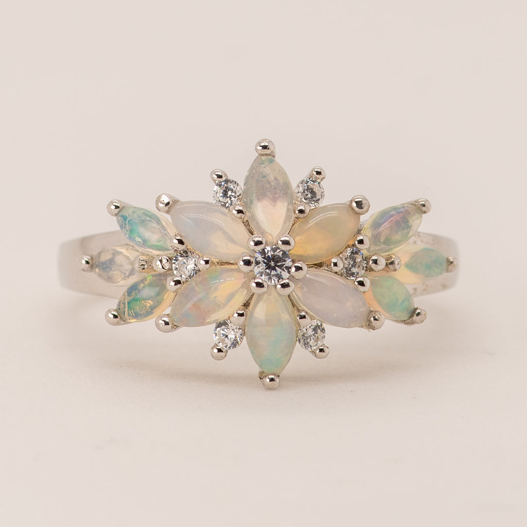 Ethiopian Opal Ring in Sterling Silver - Handcrafted with Genuine Opal Stone - Heron and Swan