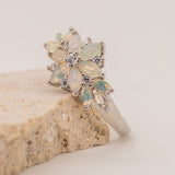 Ethiopian Opal Ring in Sterling Silver - Handcrafted with Genuine Opal Stone - Heron and Swan