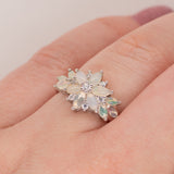 Ethiopian Opal Ring in Sterling Silver - Handcrafted with Genuine Opal Stone - Heron and Swan