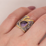 Bora Amethyst Ring in Sterling Silver - Heron and Swan