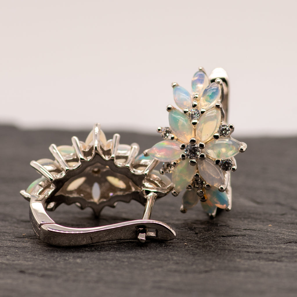 Plum Ethiopia Opal Earrings in Sterling Silver - Heron and Swan