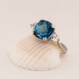 Melina London Blue Topaz Ring - Heron and Swan