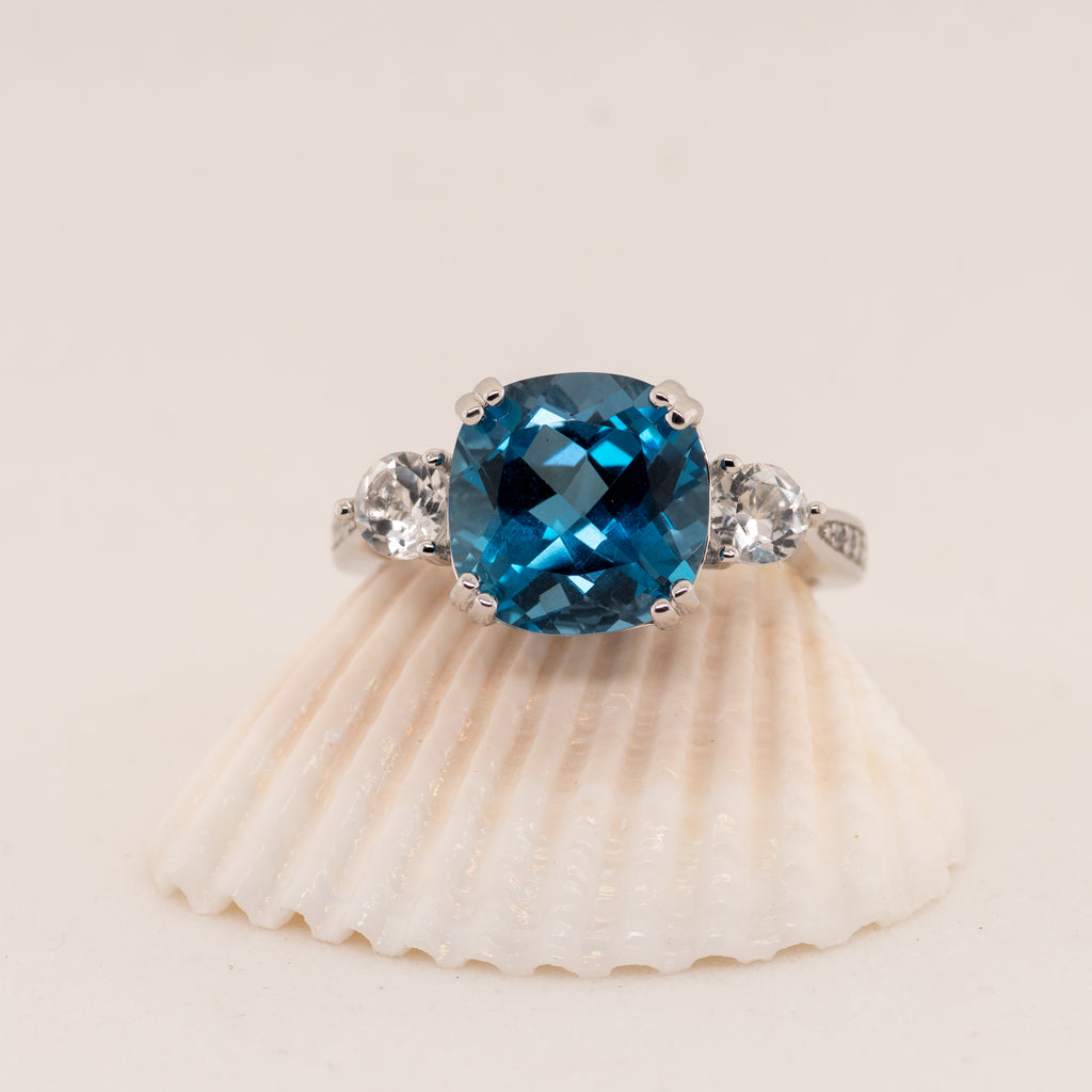 Melina London Blue Topaz Ring - Heron and Swan