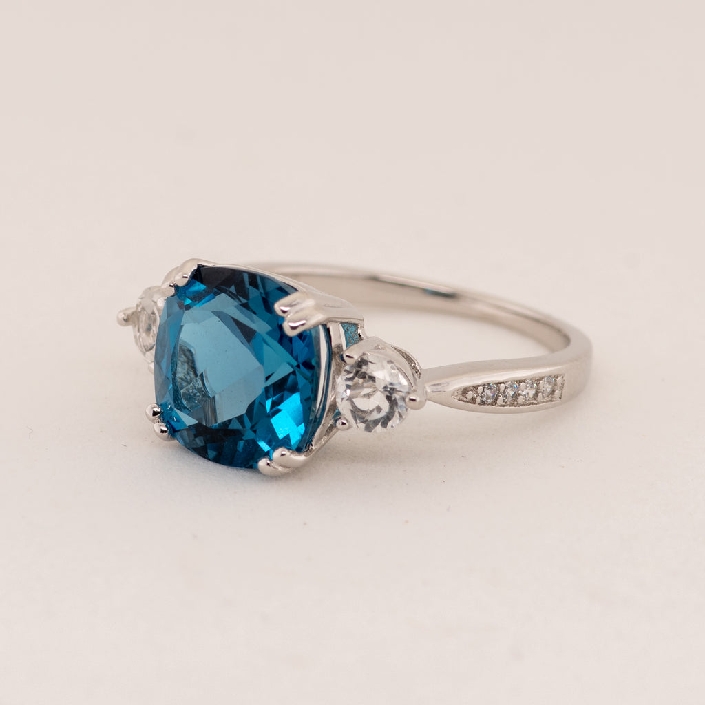 Melina London Blue Topaz Ring - Heron and Swan