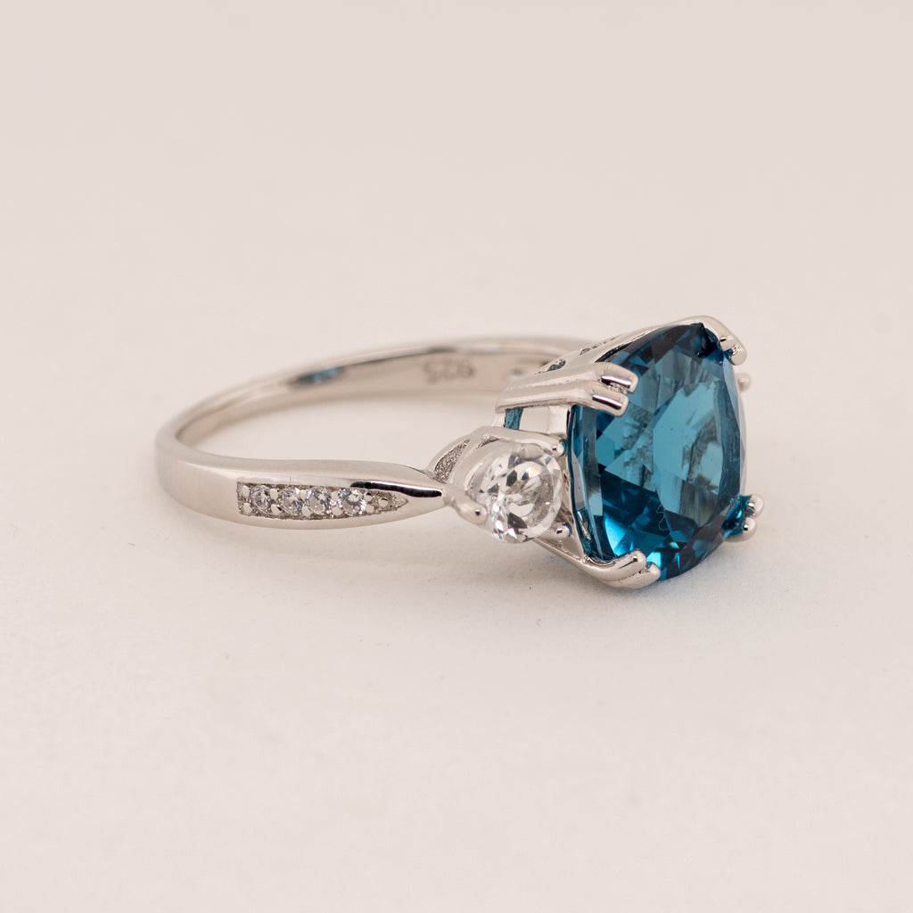 Melina London Blue Topaz Ring - Heron and Swan