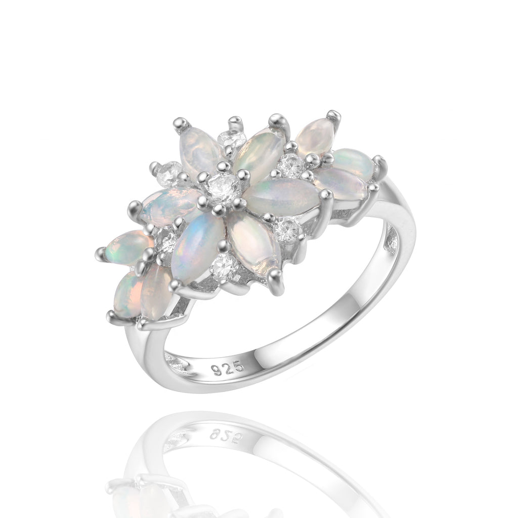 Ethiopian Opal Ring in Sterling Silver - Handcrafted with Genuine Opal Stone - Heron and Swan