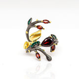 Monarch Garnet Ring in Sterling Silver - Heron and Swan